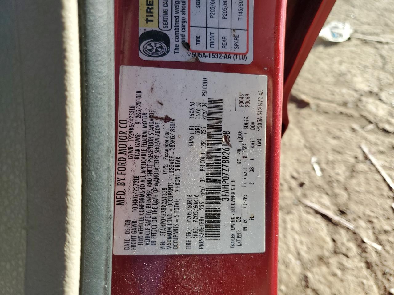 2008 FORD FUSION SE photo 12