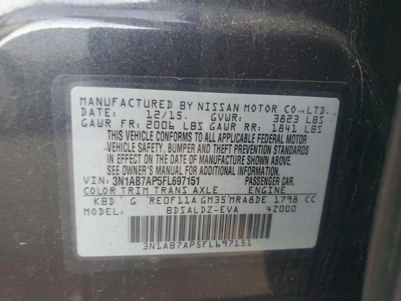 2015 NISSAN SENTRA S photo 12