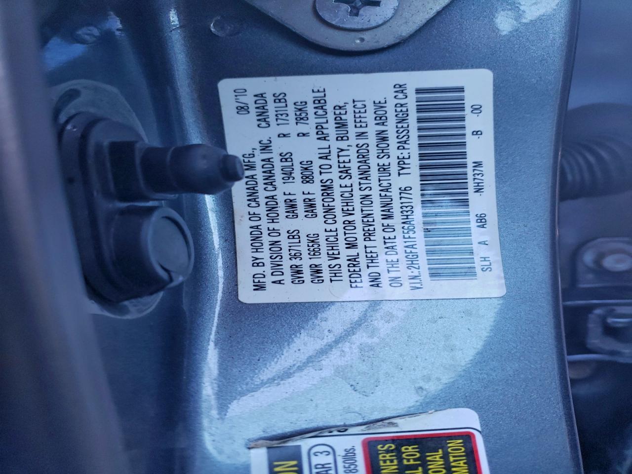 2010 HONDA CIVIC LX photo 23