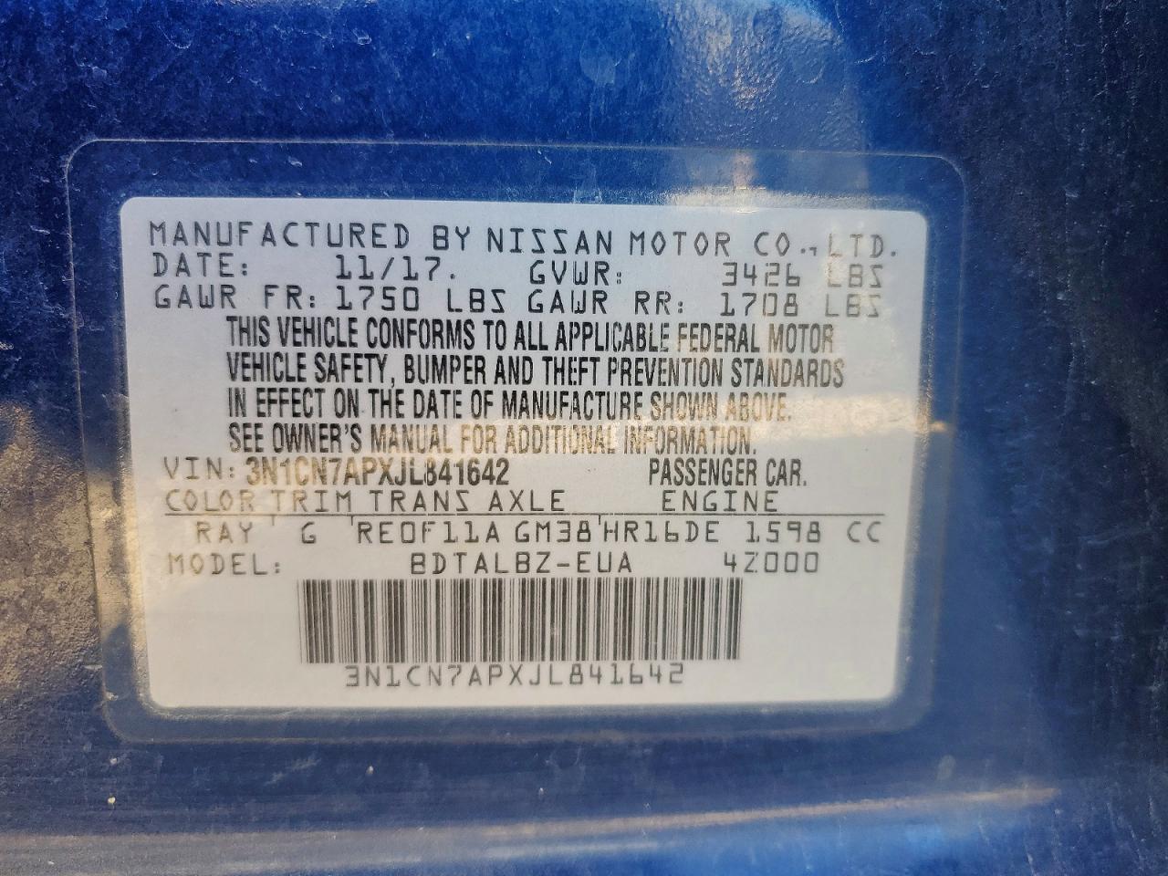 2018 NISSAN VERSA S photo 23