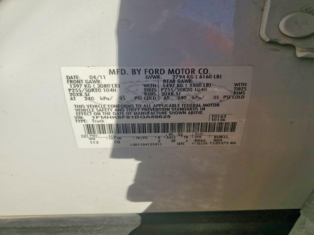 2011 FORD EXPLORER LIMITED photo 13