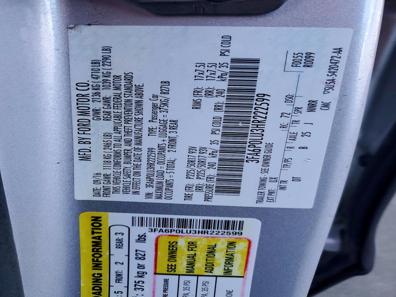 2017 FORD FUSION SE HYBRID photo 12