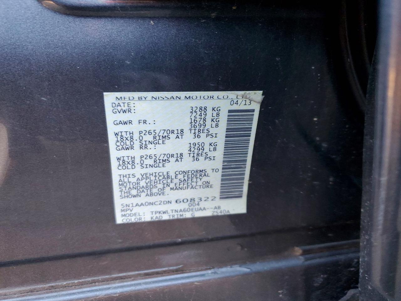 2013 NISSAN ARMADA SV photo 12
