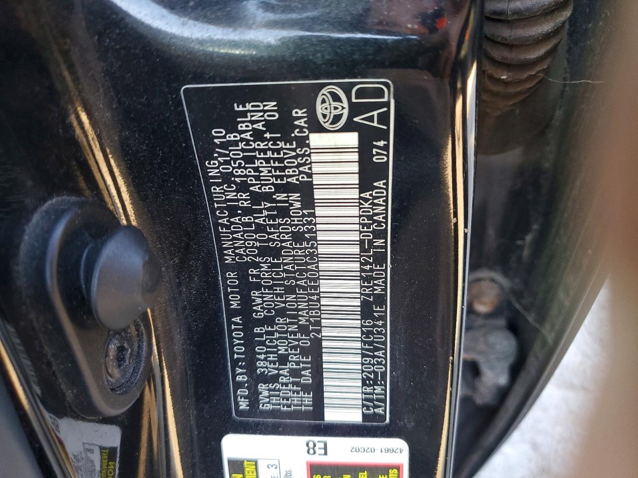 2010 TOYOTA COROLLA BASE photo 12