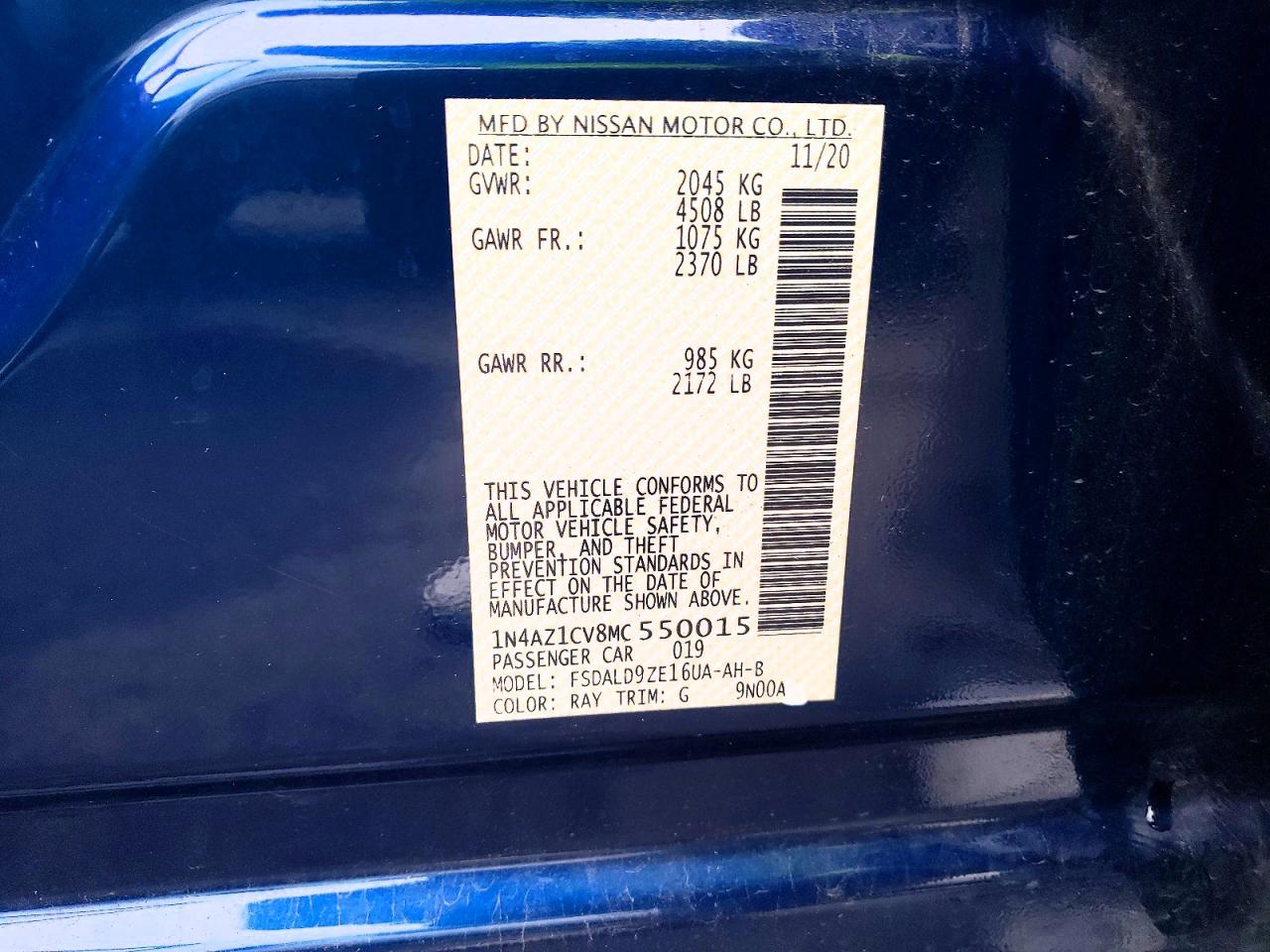 2021 NISSAN LEAF SV photo 12