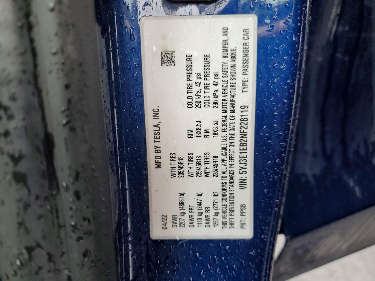 2022 TESLA MODEL 3 photo 13