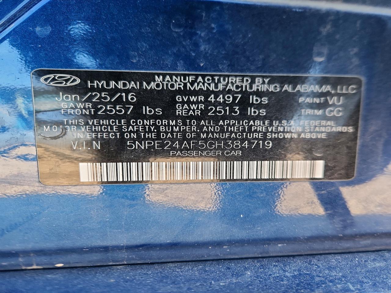 2016 HYUNDAI SONATA SE photo 12