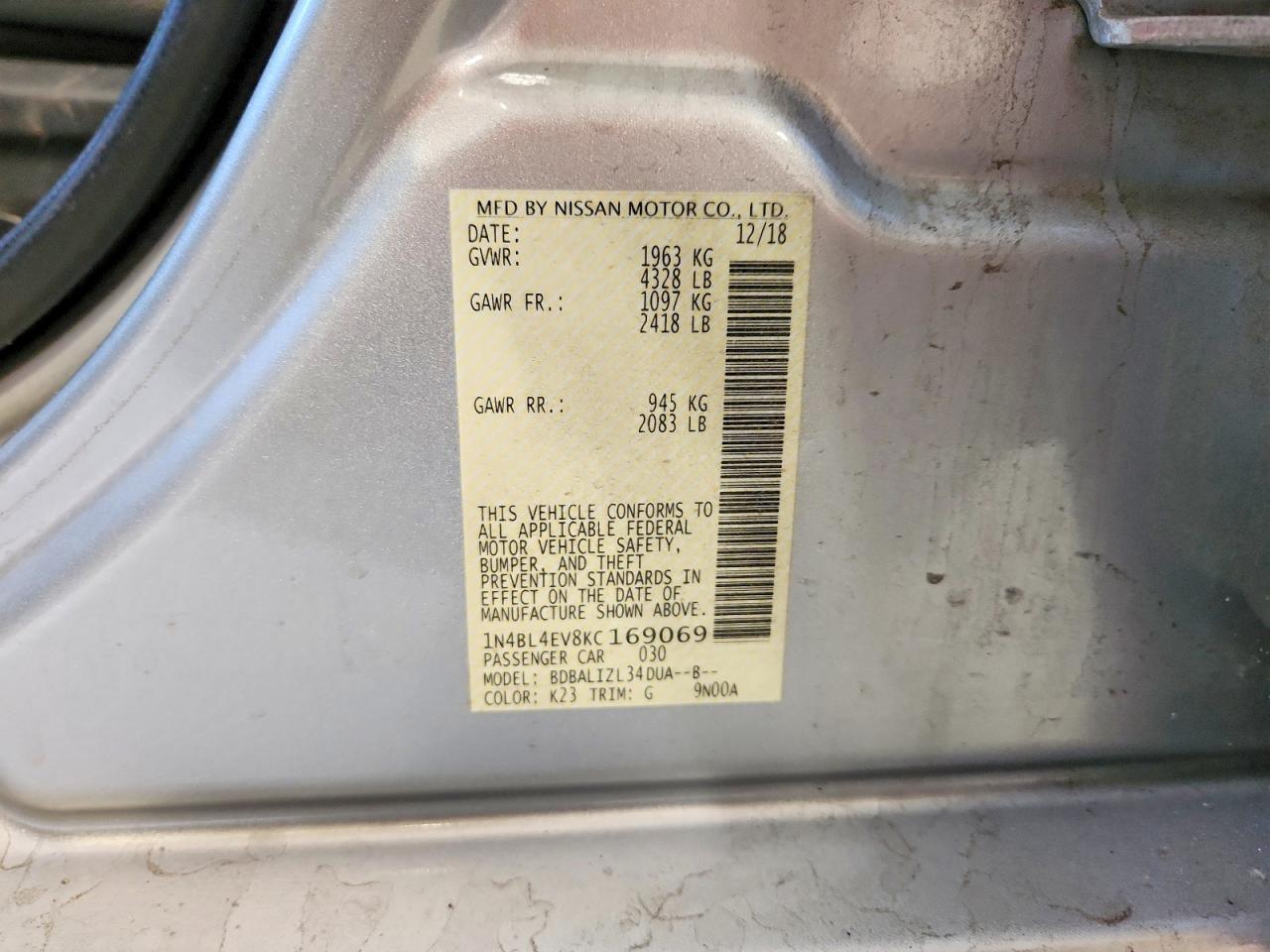 2019 NISSAN ALTIMA SL photo 23