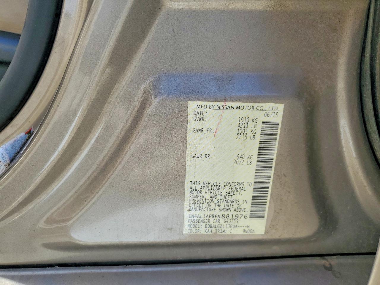 2015 NISSAN ALTIMA 2.5 photo 12