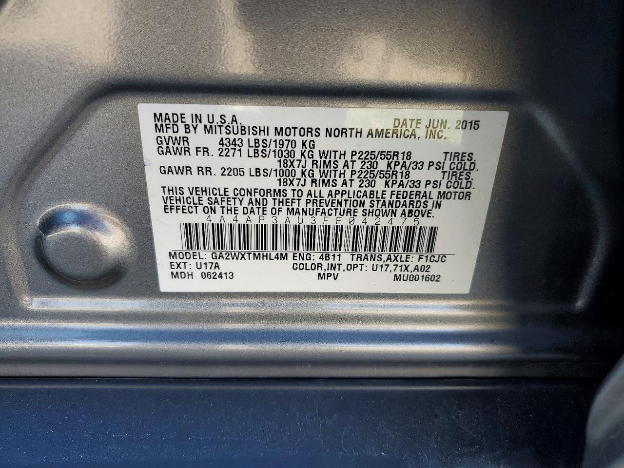 2015 MITSUBISHI OUTLANDER SPORT ES photo 13