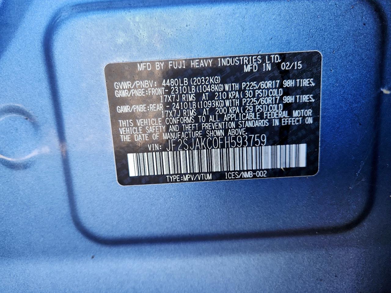 2015 SUBARU FORESTER 2.5I LIMITED photo 13