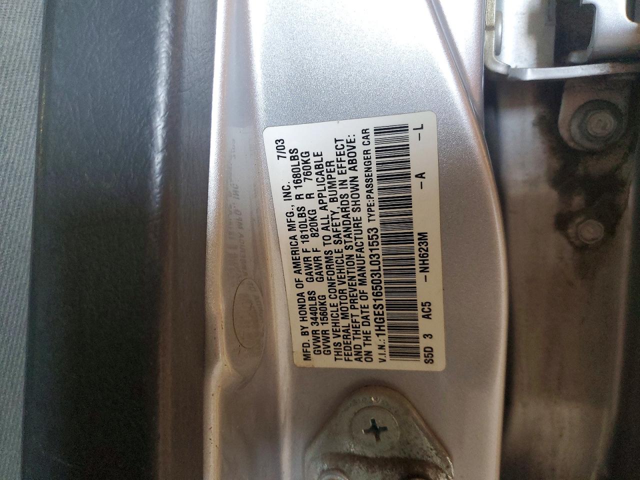 2003 HONDA CIVIC LX photo 13