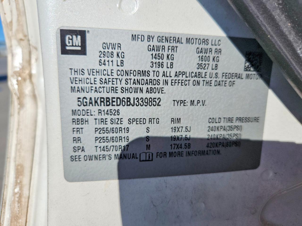 2011 BUICK ENCLAVE CXL photo 12