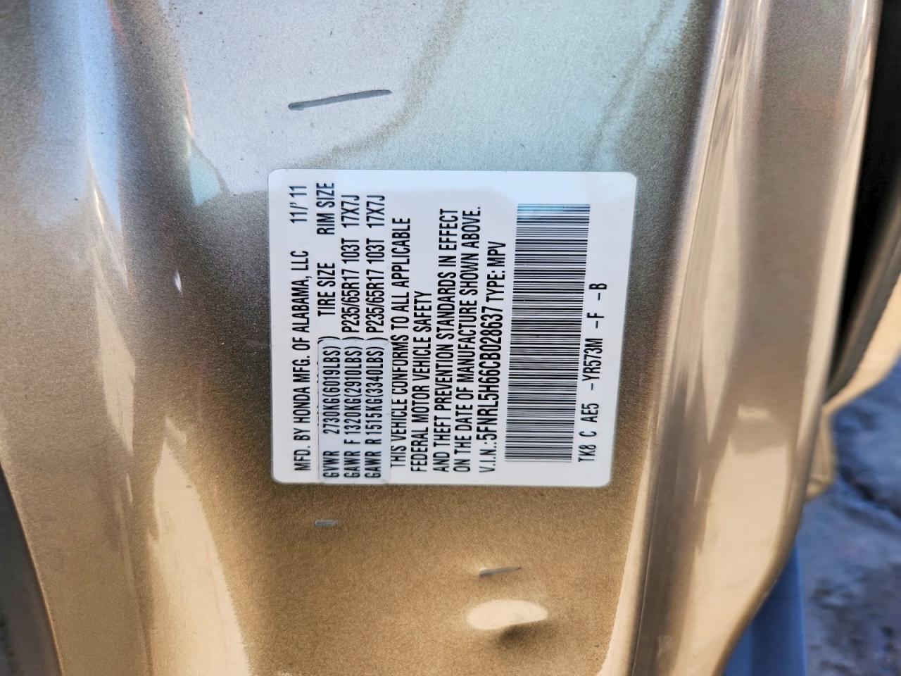 2012 HONDA ODYSSEY EXL photo 13