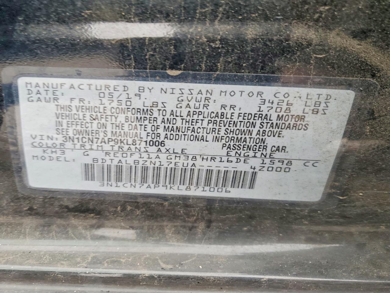 2019 NISSAN VERSA S photo 12