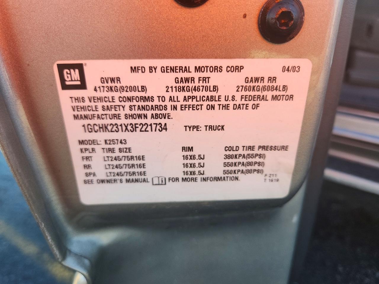 2003 CHEVROLET SILVERADO K2500 HEAVY DUTY photo 12
