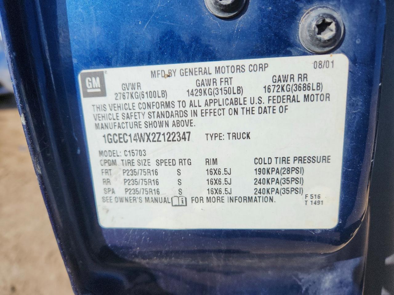 2002 CHEVROLET SILVERADO C1500 photo 12