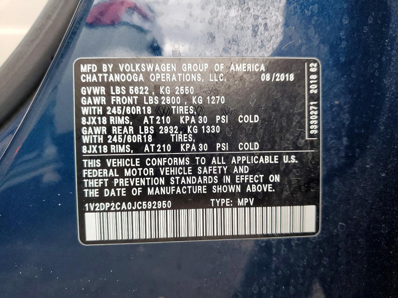 2018 VOLKSWAGEN ATLAS SE photo 13