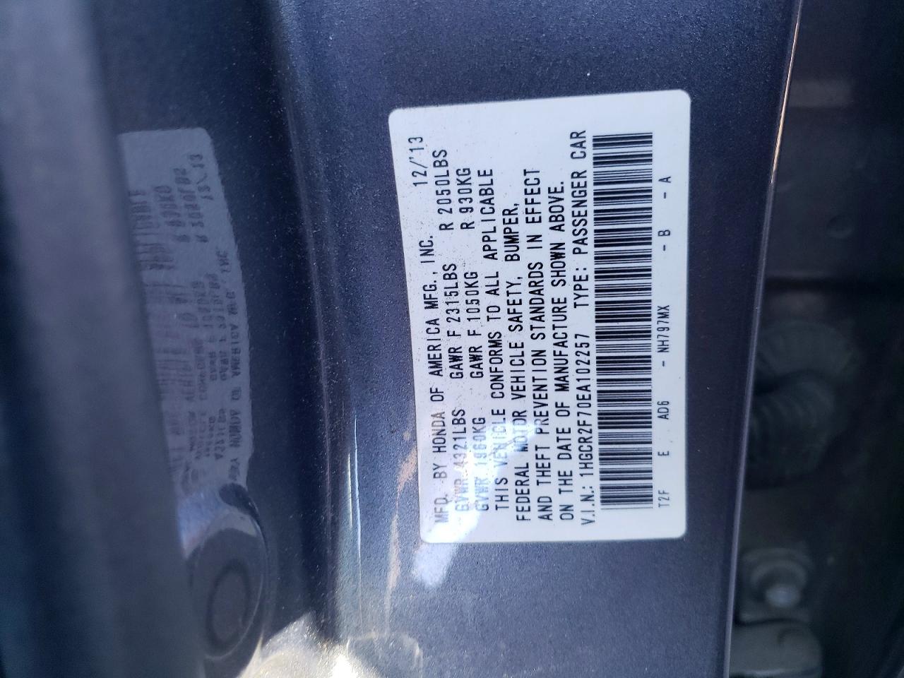 2014 HONDA ACCORD EX photo 12