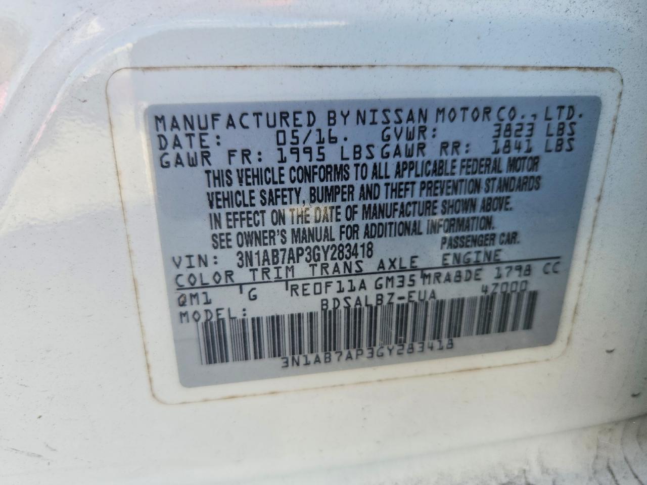 2016 NISSAN SENTRA S photo 12