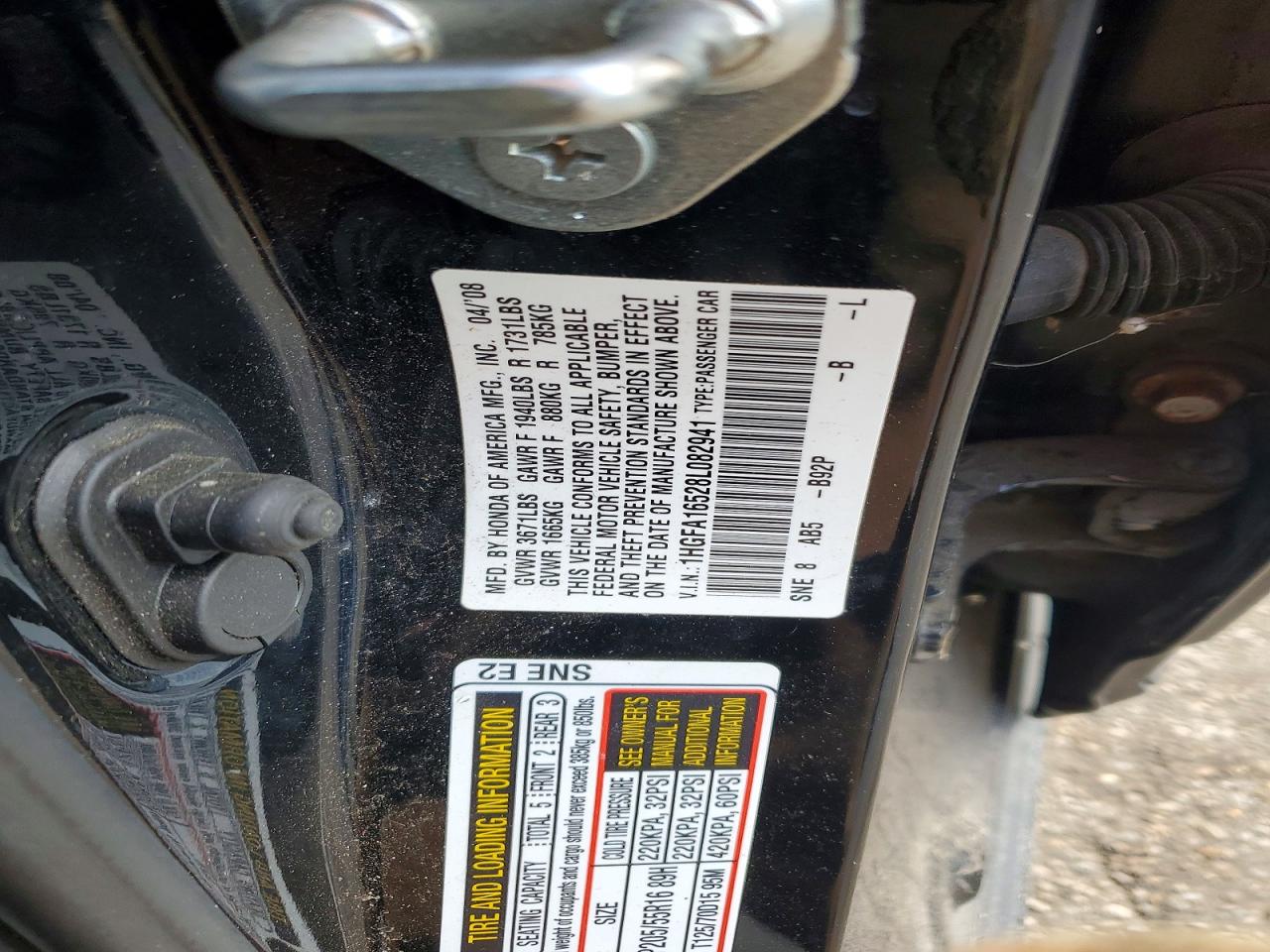 2008 HONDA CIVIC LX photo 12
