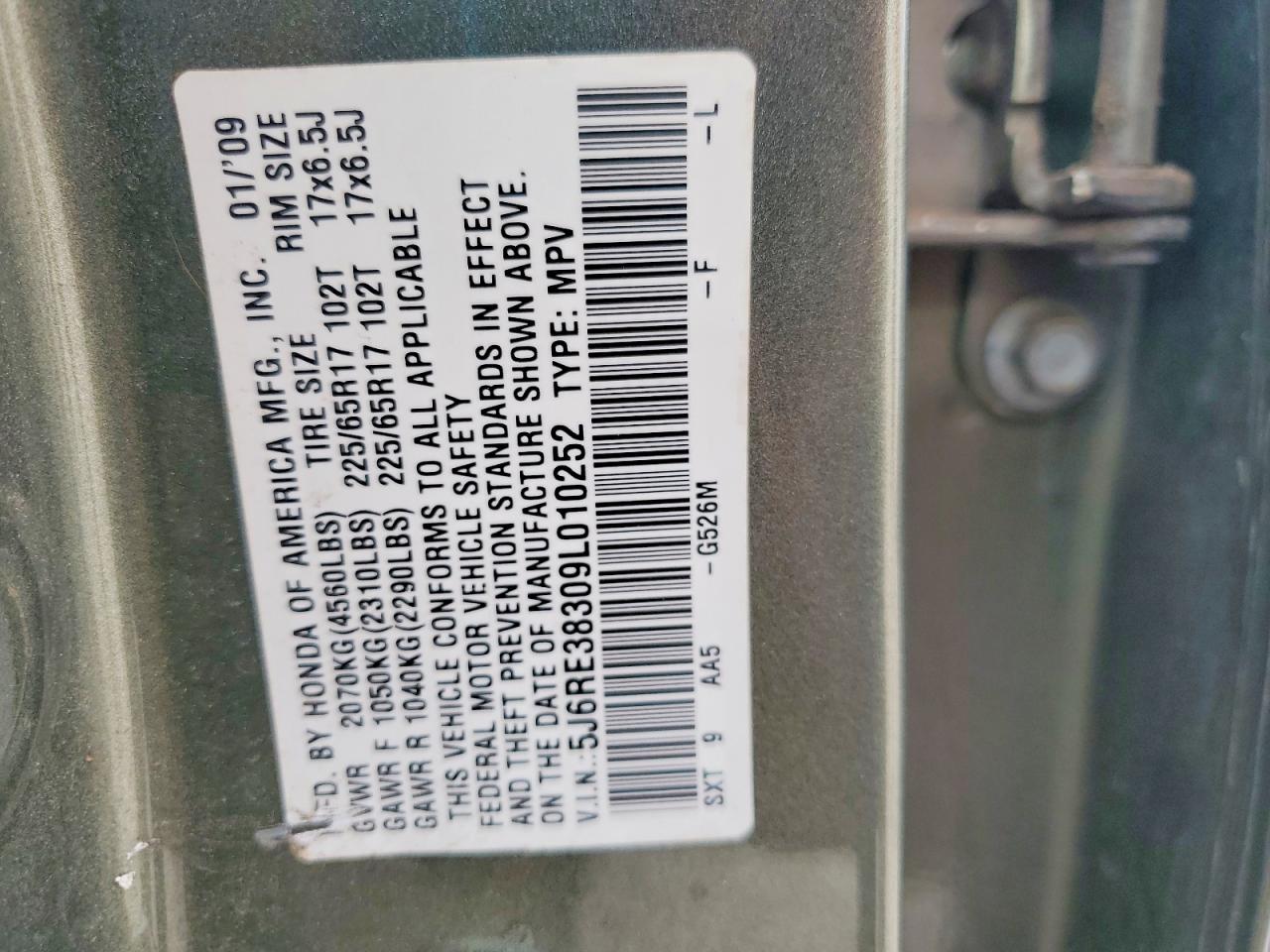 2009 HONDA CR-V LX photo 14