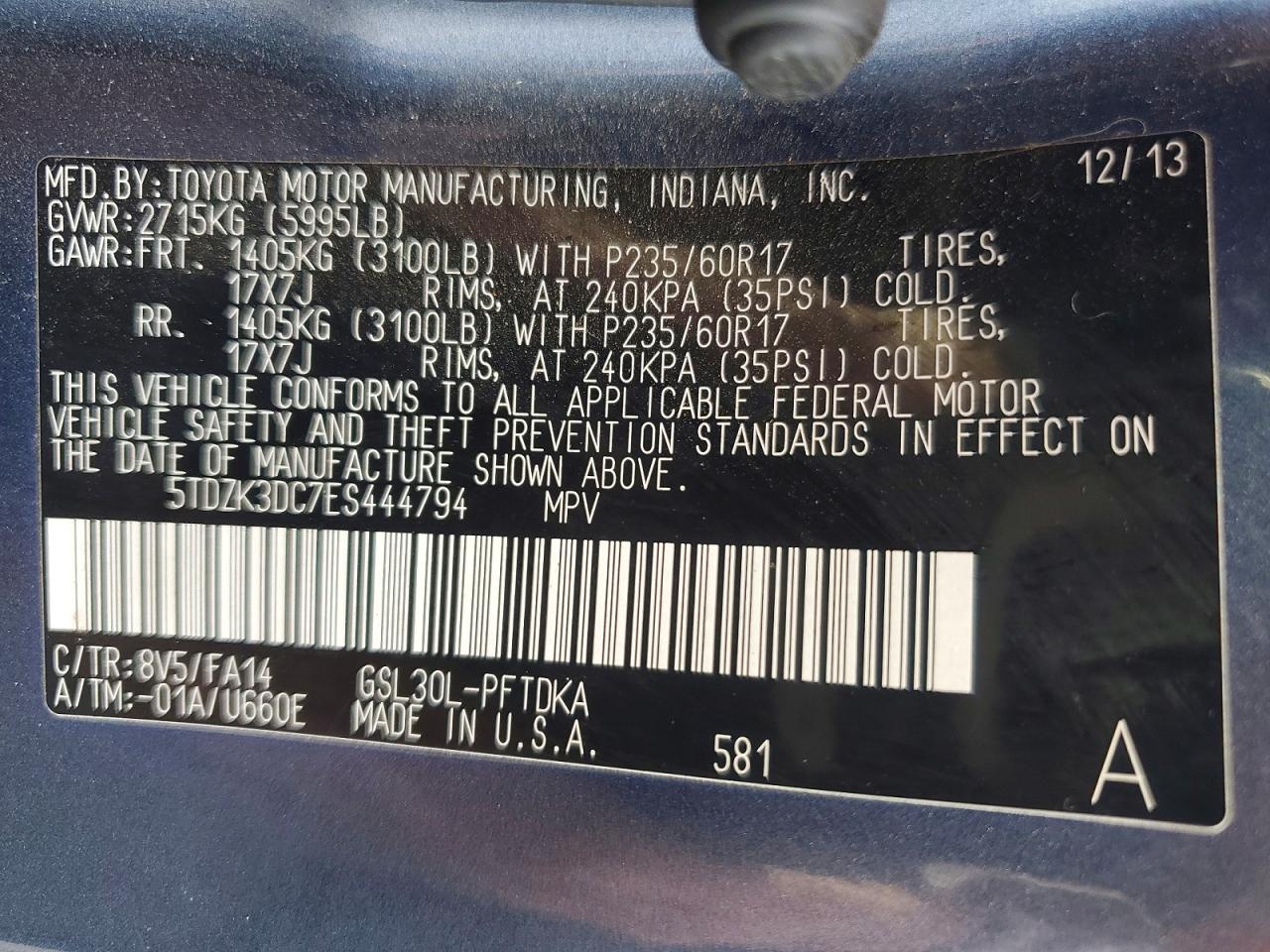2014 TOYOTA SIENNA photo 13