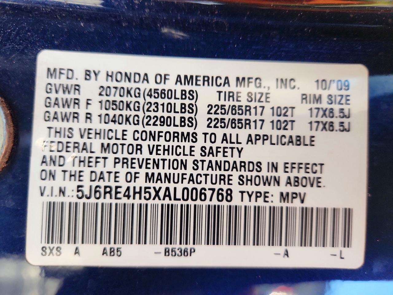 2010 HONDA CR-V EX photo 13