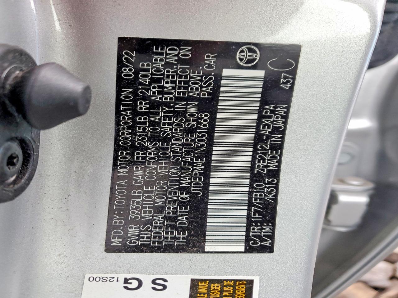 2022 TOYOTA COROLLA LE photo 12