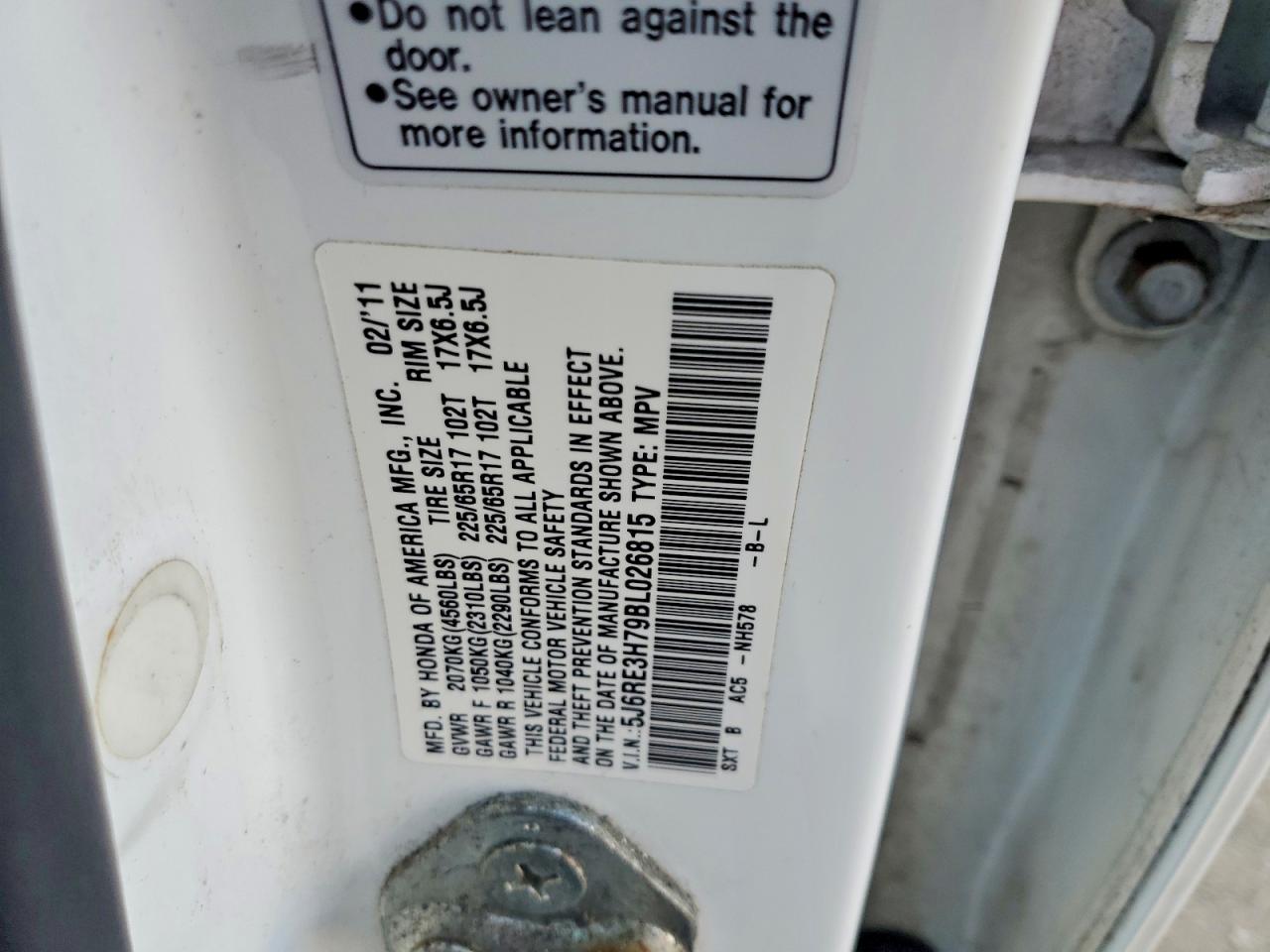 2011 HONDA CR-V EXL photo 14