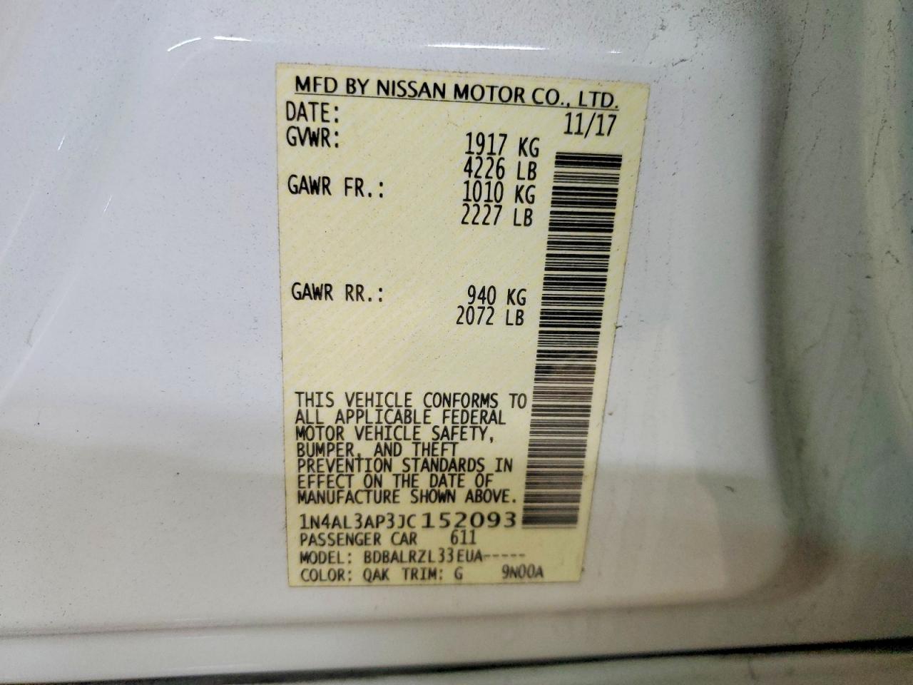 2018 NISSAN ALTIMA 2.5 photo 12