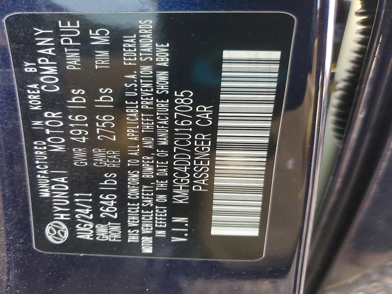 2012 HYUNDAI GENESIS 3.8L photo 12