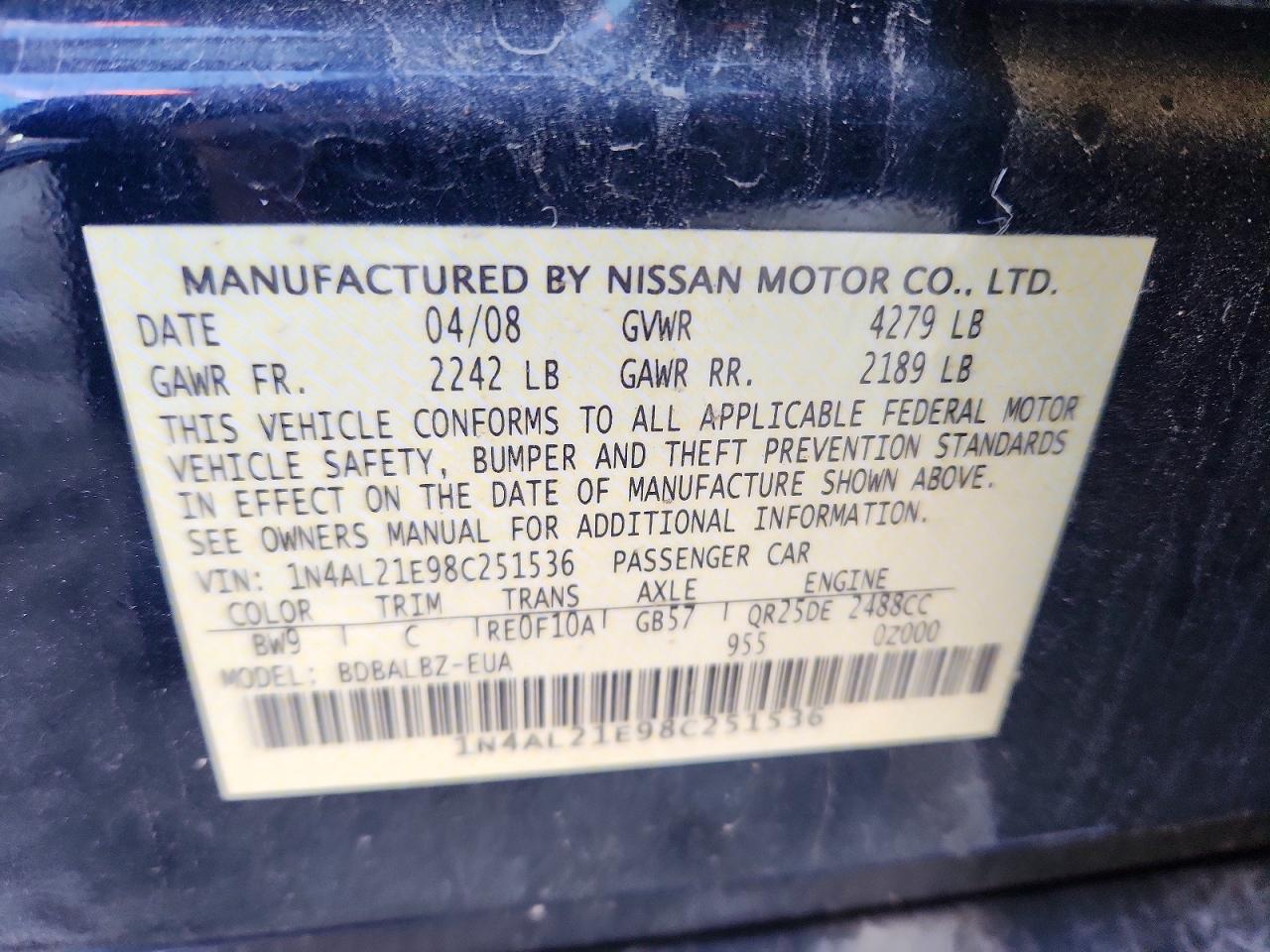 2008 NISSAN ALTIMA 2.5 photo 12