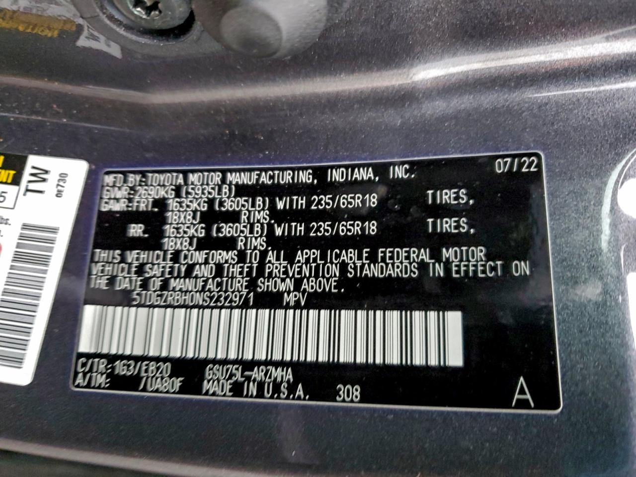2022 TOYOTA HIGHLANDER XLE photo 13