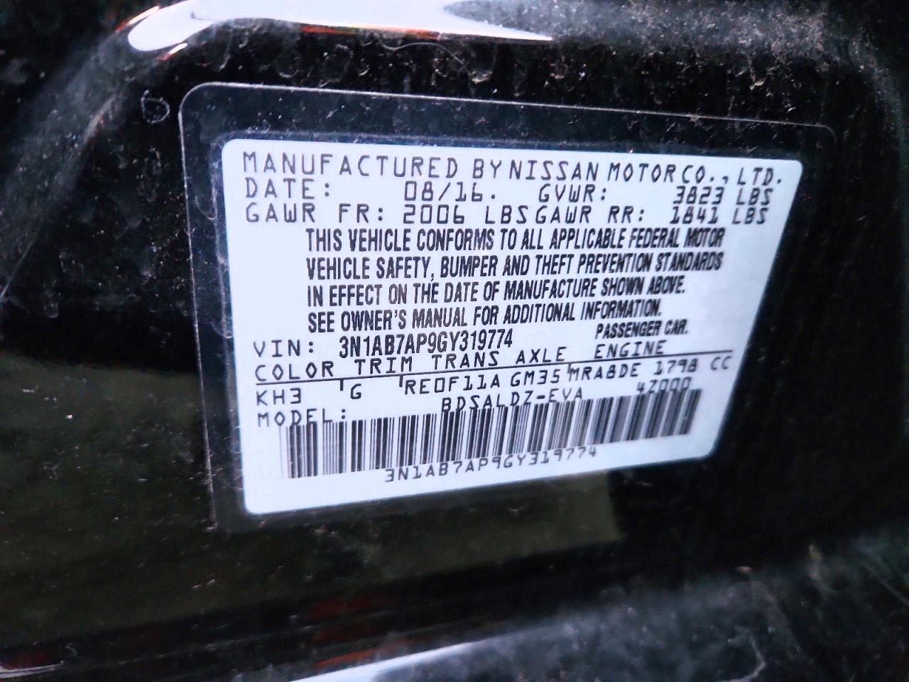 2016 NISSAN SENTRA S photo 12