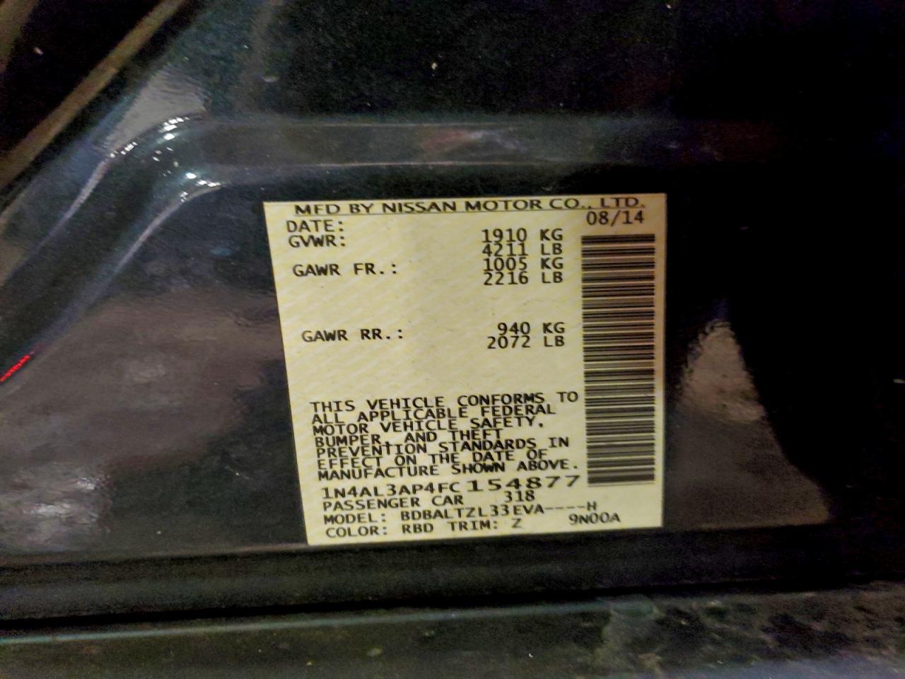 2015 NISSAN ALTIMA 2.5 photo 12