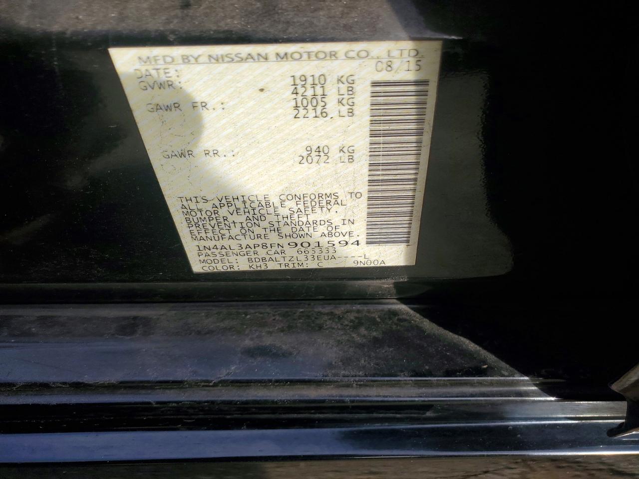 2015 NISSAN ALTIMA 2.5 photo 12