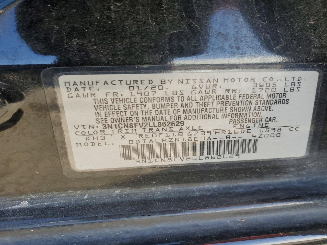 2020 NISSAN VERSA SR photo 13