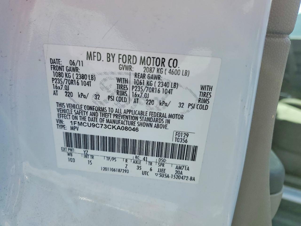 2012 FORD ESCAPE XLS photo 37