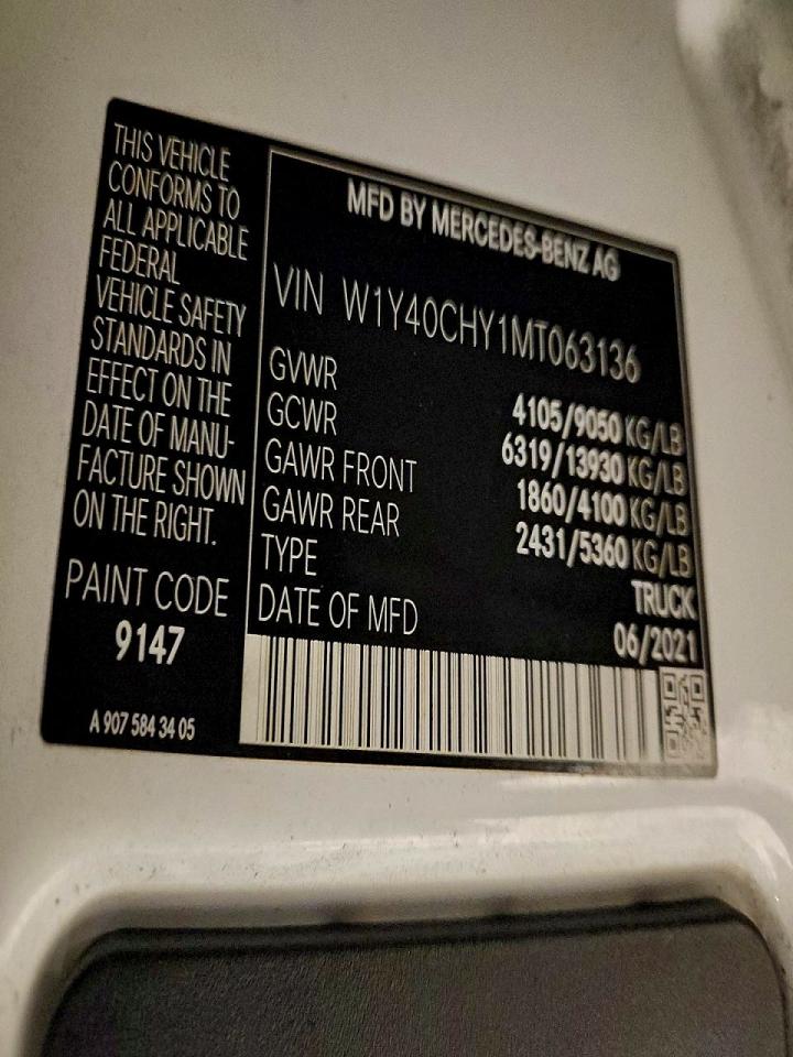 2021 MERCEDES BENZ SPRINTER DELIVERY VAN photo 12
