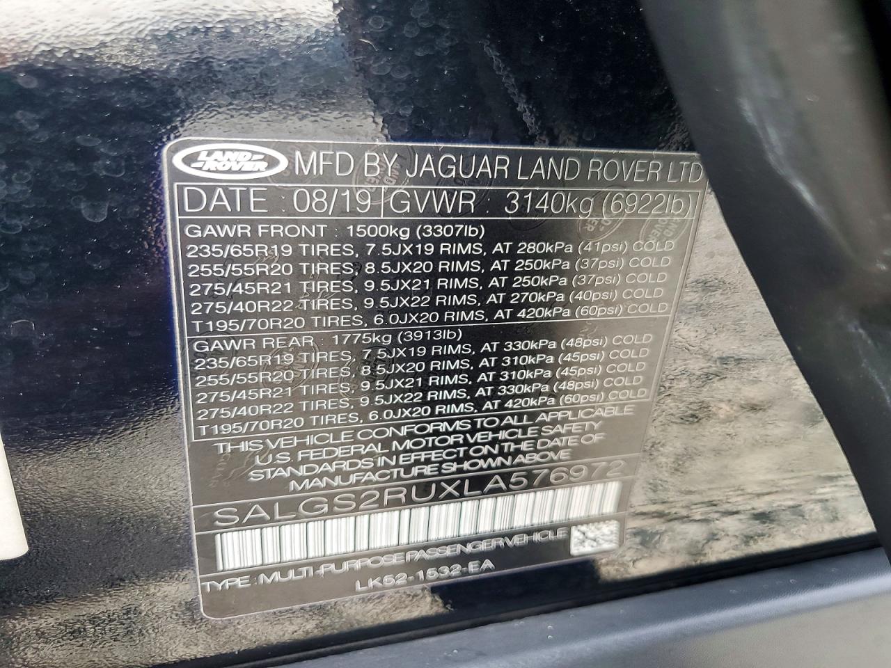 2020 LAND ROVER RANGE ROVER HSE photo 13