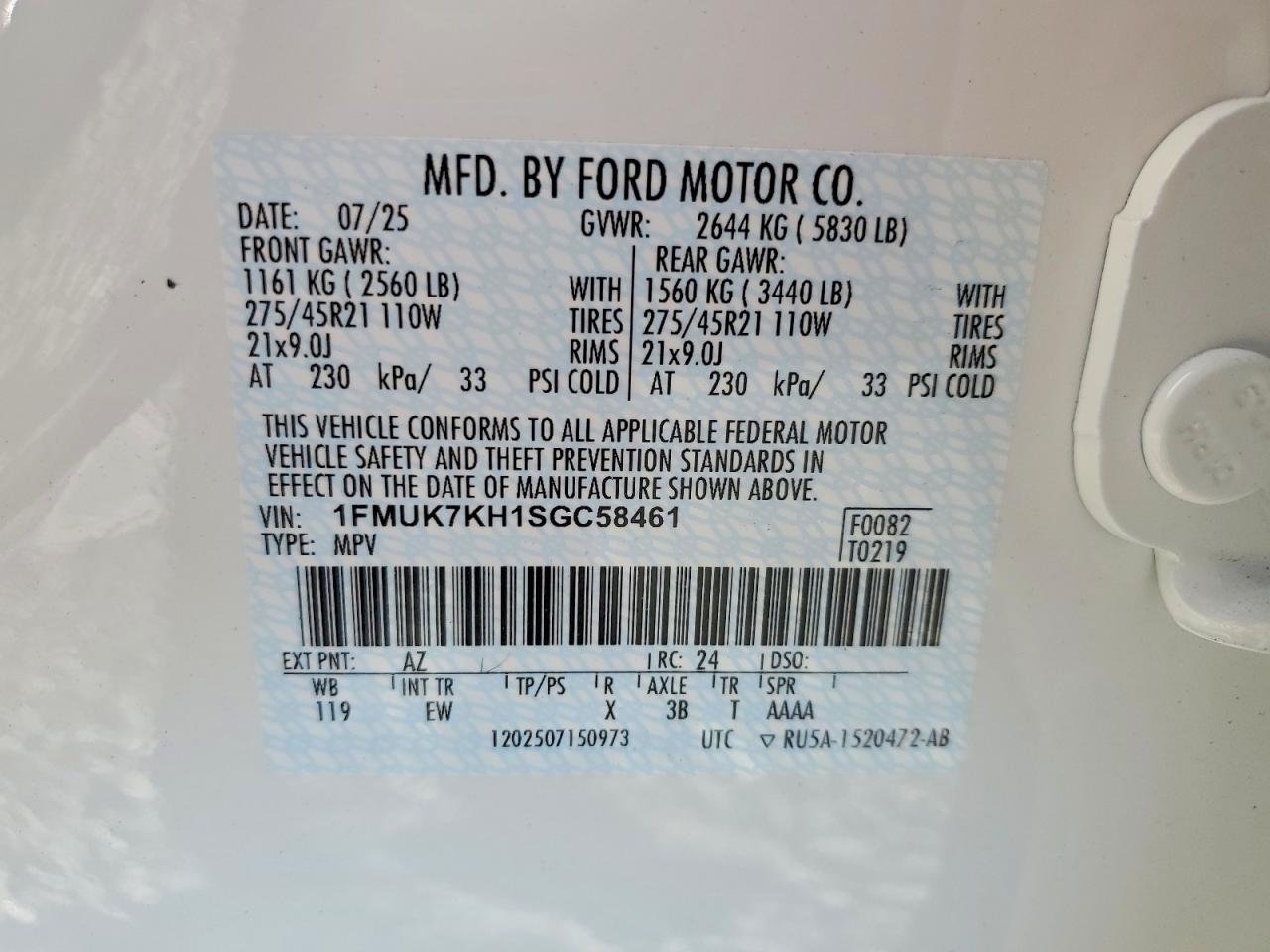 2025 FORD EXPLORER ST-LINE photo 14