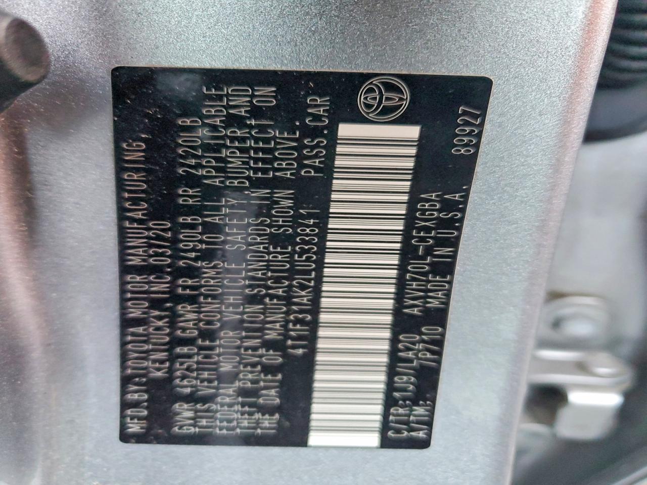 2020 TOYOTA CAMRY XLE photo 23