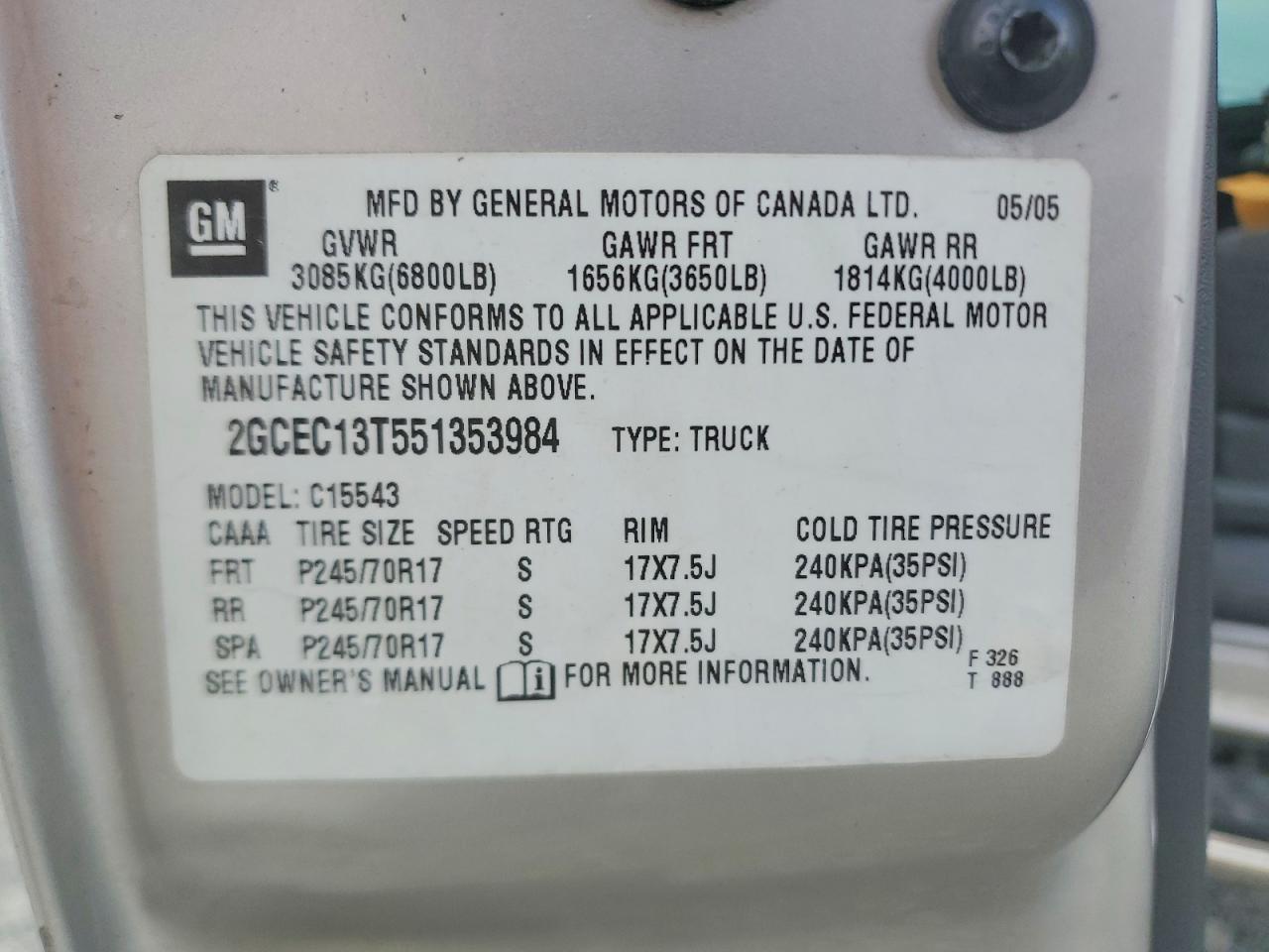 2005 CHEVROLET SILVERADO C1500 photo 12
