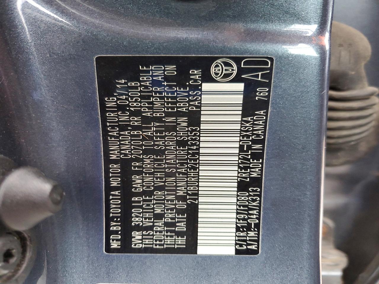 2014 TOYOTA COROLLA L photo 12