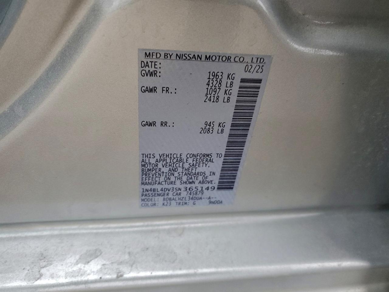 2025 NISSAN ALTIMA SV photo 23