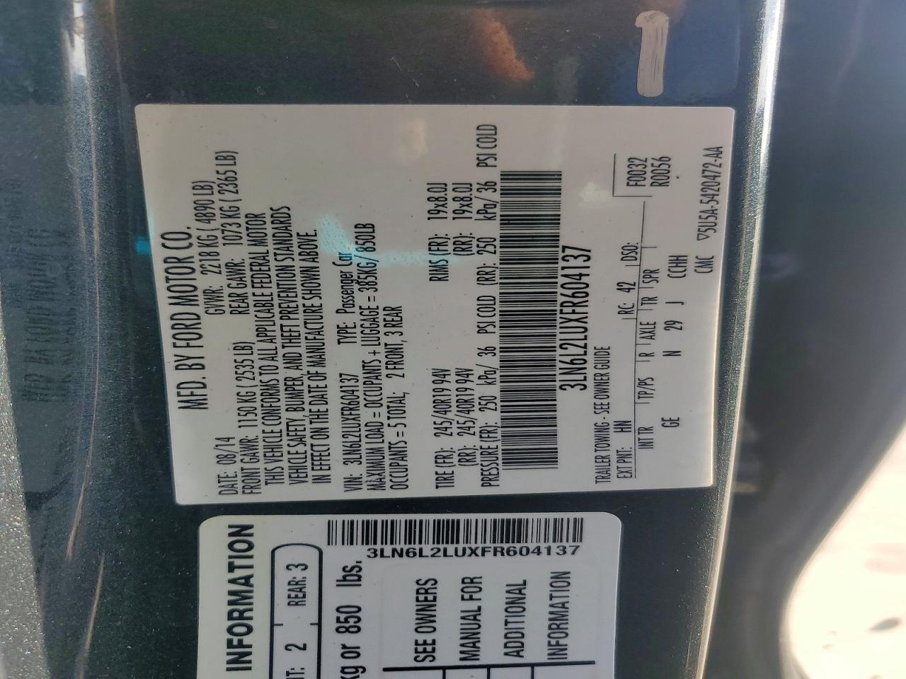 2015 LINCOLN MKZ HYBRID photo 12