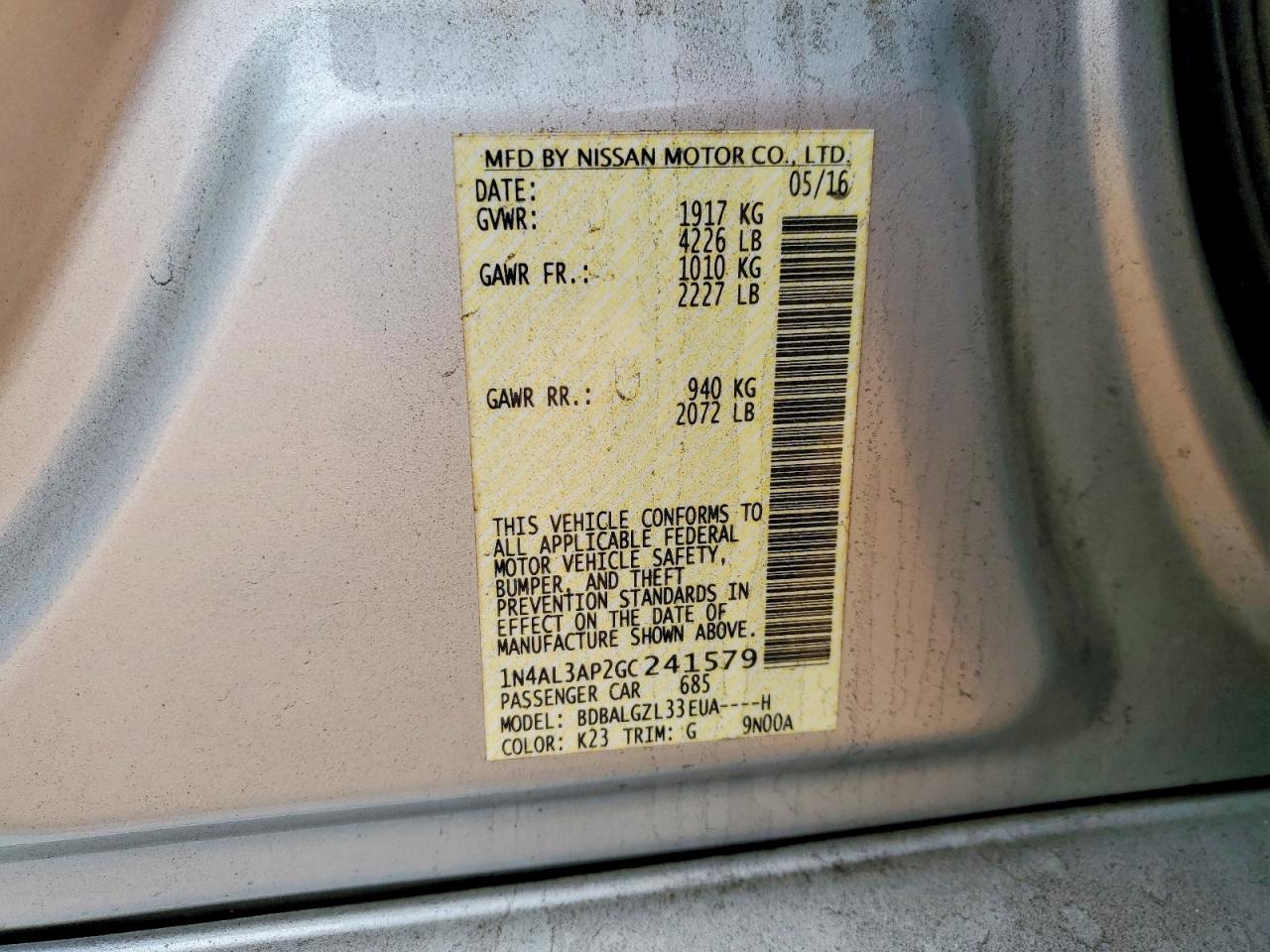 2016 NISSAN ALTIMA 2.5 photo 25