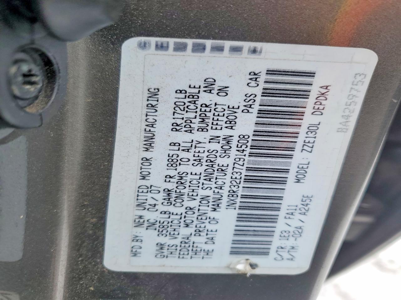 2007 TOYOTA COROLLA CE photo 12