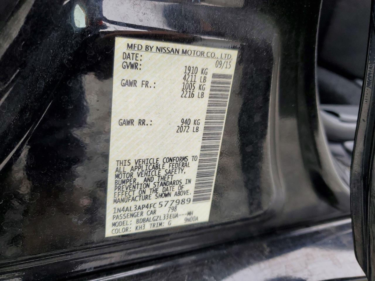 2015 NISSAN ALTIMA 2.5 S photo 12